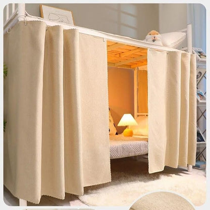 Dormitory Bunk Bed Student Curtains Privacy Blackout Decor for Loft Bottom Beige 2PCS