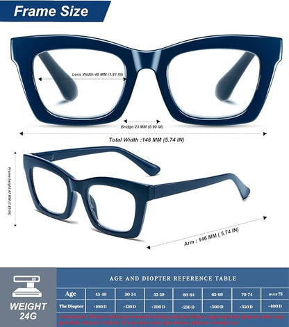 Hubeye Oprah Style Reading Glasses for Women Men Blue Light Blocking Computer Square Readers with Spring Hinge