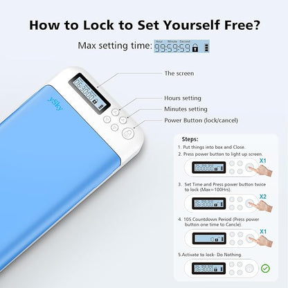 ySky Phone Lock Box with Timer,Portable Time Phone Lock Box for iPhone and Android Phones, Self-Control Timer Phone Locker to Help Kids,Students Focus Back