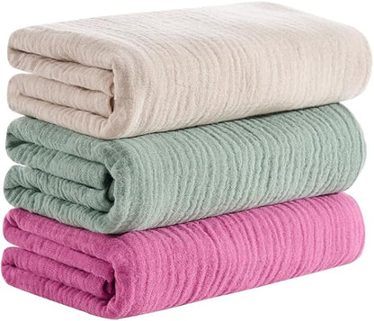 Baby Muslin Swaddle Blanket for Boys and Girls,31” x 35”,3-Pack Breathable and Skin-Friendly,Wrap Soft Silky Cotton Muslin Swaddle Blankets (Rose Pink)