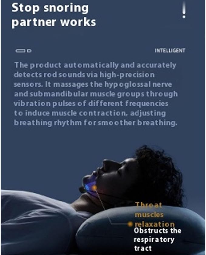Anti-Snoring Device with 6 Adjustable Modes, Long Battery Life,Noise-Canceling & Silent Operation with Feedback Sleep, Ergonomic Design, Electronic Snore Stopper for Men and Women (1PCS)