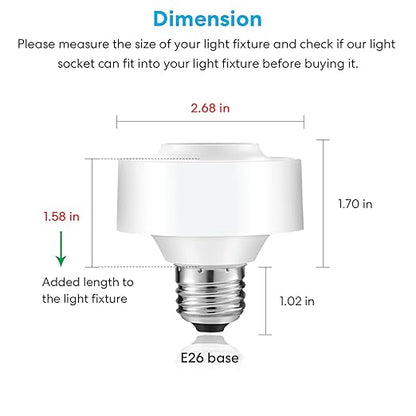 LoraTap Smart Wi-Fi LED Light Bulb Socket Adapter E26 Lamp Holder ﻿Timer, Compatible with Google Assistant and Alexa Voice Control, Smart Life App Control, Max. Watt 30W