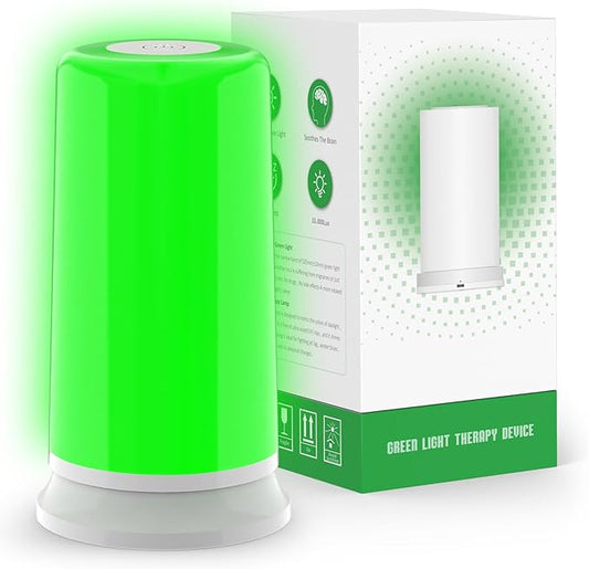 Green Light Therapy for Migraines, Headaches, Insomnia, Anxiety Relief, 520nm Narrow Band Green Migraine Light Sleep Aid Lamp to Support Deep Relaxation, Dimmable Sleep Device