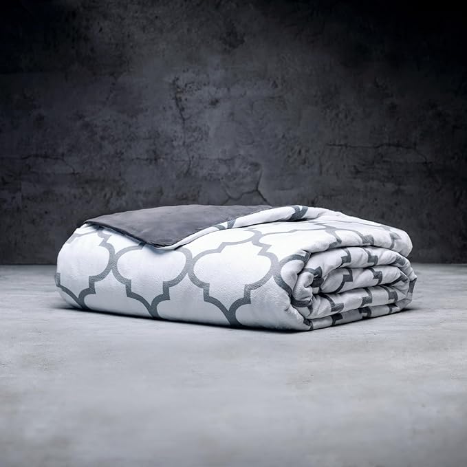 LUXOME King Size Weighted Blanket | Includes Removable Cool & Cozy Cover | 25 lbs | 90"x80" |The Best Weighted Blanket | Lattice Print