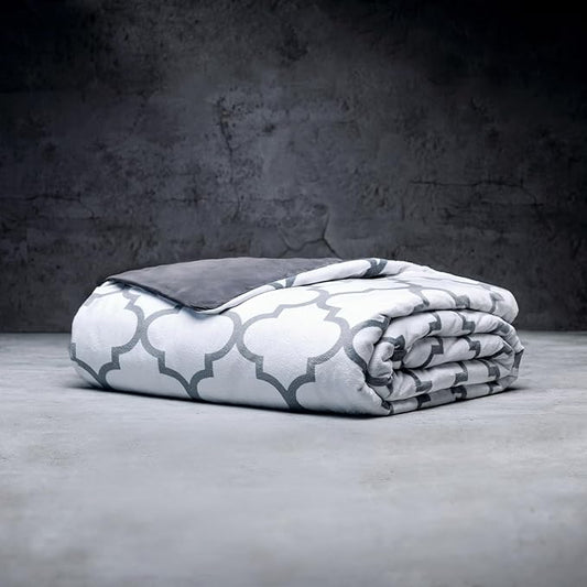 LUXOME King Size Weighted Blanket | Includes Removable Cool & Cozy Cover | 25 lbs | 90"x80" |The Best Weighted Blanket | Lattice Print