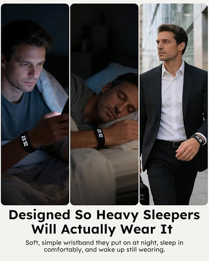Vibrating Alarm Clock Watch for Heavy Sleepers, Silent Wake Up Bracelet & Smart Wristband, Wearable Vibration Wrist Alarm, Non-Audible Sleep Wristband for Men & Women