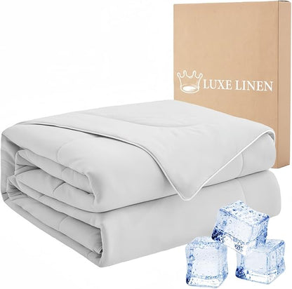 Cooling Comforter King Size, Q-Max 0.47 Lightweight Cooling Blanket for Hot Sleepers, Breathable Bedding for Night Sweats 106"x 90"(King/Cali King, Grey)