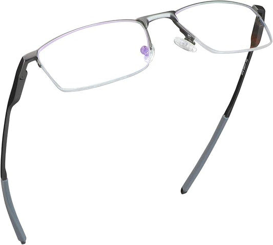 LifeArt Blue Light Blocking Glasses, Anti Eyestrain, Computer Reading Glasses, Gaming Glasses, TV Glasses for Women Men, Stylish Unisex Alloy Square Frame (Gray, +2.25 Magnification)