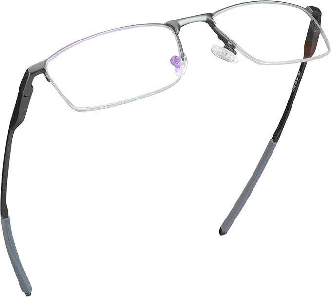 LifeArt Blue Light Blocking Glasses, Anti Eyestrain, Computer Reading Glasses, Gaming Glasses, TV Glasses for Women Men, Stylish Unisex Alloy Square Frame (Gray, +2.75 Magnification)