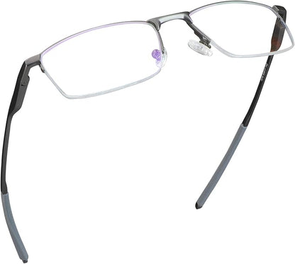 LifeArt Blue Light Blocking Glasses, Anti Eyestrain, Computer Reading Glasses, Gaming Glasses, TV Glasses for Women Men, Stylish Unisex Alloy Square Frame (Gray, +0.75 Magnification)