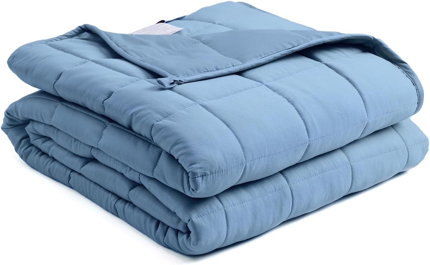 BB BLINBLIN Cooling Weighted Blanket Heavy Blanket for Cool & Restful Sleep, Premium Soft Material and Glass Beads (Blue, 80''x87'' 20lbs), Two Persons(90~160lb) Sharing Use on Queen/King Bed