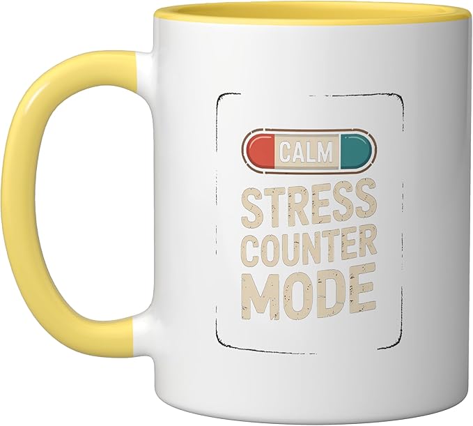 Relaxation Breathing Vagus Nerve Stimulation Stress Relief Ceramic Mug, Yellow/White