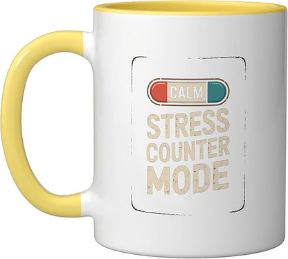 Relaxation Breathing Vagus Nerve Stimulation Stress Relief Ceramic Mug, Yellow/White