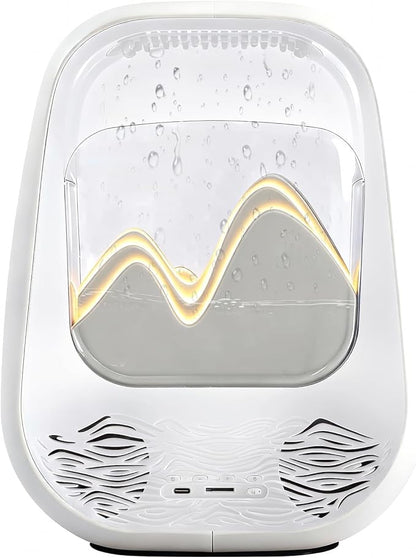 8-in-1 White Noise Sound Machine with Night Light, Help Stress Relief, Waterfall Design Essential Oil Diffuser Rain Sound Machine with Humidifier for Bedroom Office Decor Gift, Cream