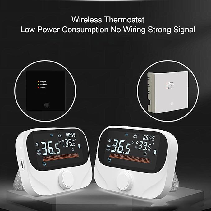 Fafeicy Programmable Smart Thermostat with LCD Display Wireless Temperature Controller for Home Energy Saving