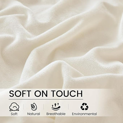 PHF Super Soft Velvet Zippered Body Pillowcase, No Insert, 1 Pack Luxury Cozy Warm Pillow Sham Cover with Zipper, 20"X 54" Long Cozy Fuzzy Flannel Pillow Case, Cream