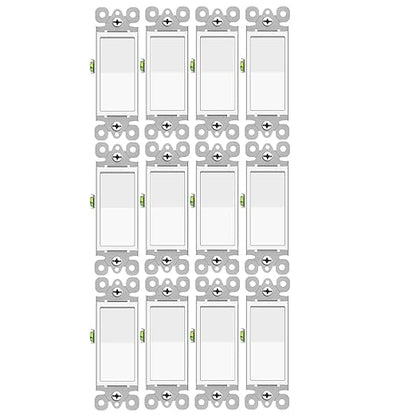 3 Way Switch White, Greencycle 12 Pack Three Way Light Switch Rocker Switches 15A 120/277V, On/Off Rocker Paddle Interrupter, Residential/Commercial Grade,Home & Office,UL/CUL