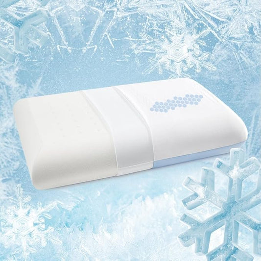 Cooling Pillow 5 inchs for Back andd Side Sleeper, Advanced Memory Foam Pillows with Cooler Case but no Firm Layer, 16x24x5 inchs, 2pcs