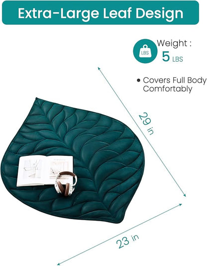Weight Knee Blanket 5 pounds 23 "×29", Luxury Soft Small Weight Knee pad, Portable Travel Leaf Weight Blanket, Suitable for All Seasons, Machine Washable Dark Green