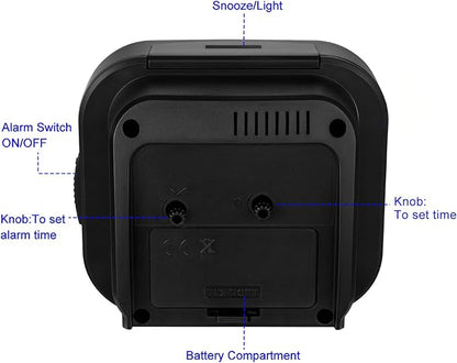 Loud Alarm Clock for Heavy Sleepers,Battery Operated, Big Numbers Readable for Seniors, 4.3 Inches Analog Alarm Clocks for Bedrooms and Home, Snooze, Lighted on Demand, Black