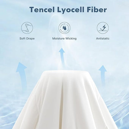 EASELAND King Tencel Cooling Comforter for Hot Sleepers - Double-Sided Lightweight and Breathable Fabric for Night Sweats - All Season Cooling Blanket Machine Washable（108x90in, Withe）