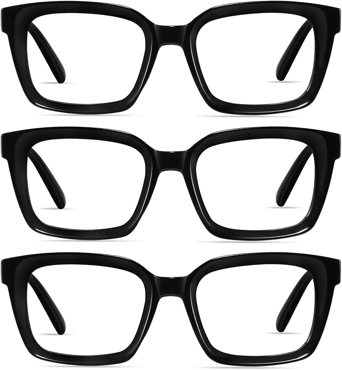 XVXV Reading Glasses for Women Men - Blue Light Blocking Readers Oversize Oprah Square Anti Glare/Eyestrain Spring Hinge