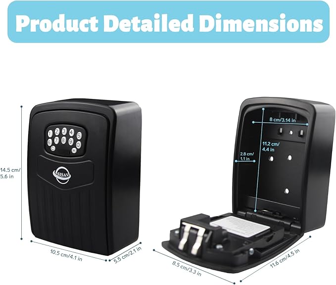 Smart Bluetooth Key Lock Box,Remote Access via App/Code,Resettable 6-Digit Combination,Large Capacity for 5 Keys,Wall-Mounted,No WiFi Needed,Black