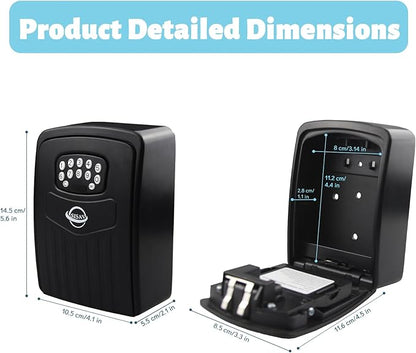 Smart Bluetooth Key Lock Box,Remote Access via App/Code,Resettable 6-Digit Combination,Large Capacity for 5 Keys,Wall-Mounted,No WiFi Needed,Black