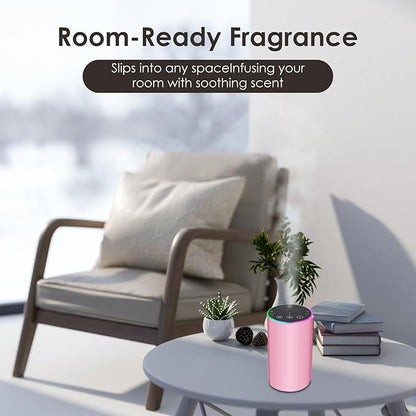 Waterless Essential Oil Diffuser, Battery Powered Mini Scent Air Machine, Aromatherapy Mist Diffuser for Home Room Car Office (Pink)