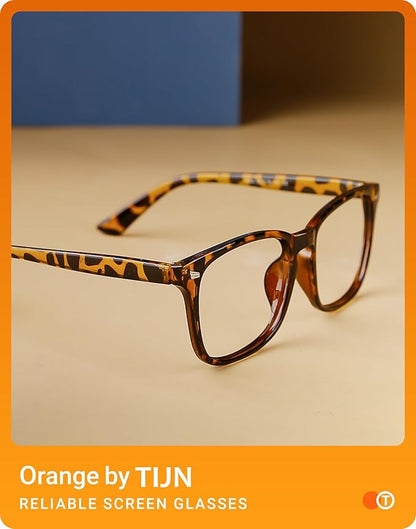 TIJN Blue Light Blocking Glasses for Women Men Clear Frame Square Nerd Eyeglasses Anti Blue Ray Computer Screen Glasses
