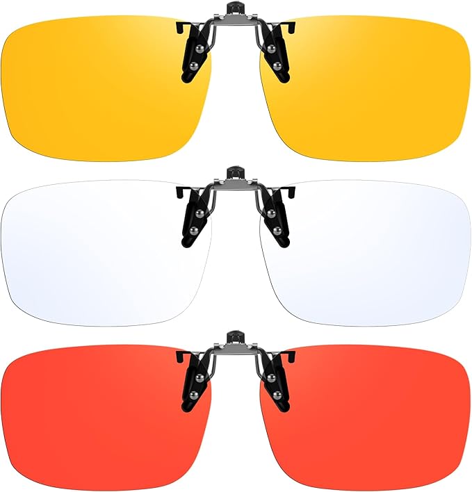 VIEWBETTER 3PCS Clip On Blue Light Blocking Glasses for Eyes Strain/Light-Sensitive Flip Up Computer Gaming Glasses BL1007