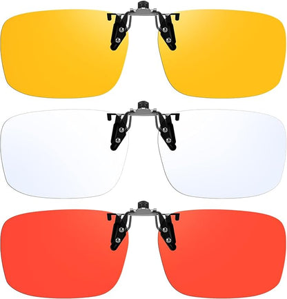VIEWBETTER 3PCS Clip On Blue Light Blocking Glasses for Eyes Strain/Light-Sensitive Flip Up Computer Gaming Glasses BL1007