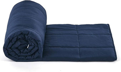 TONGDADA California King Size Weighted Blanket | 90''x108'',25lbs | Perfect for Couples | Premium Cotton Material with Glass Beads | Navy