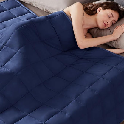 Weighted Blanket Queen/King Size (80"x87" 17lbs),Ultra Soft and Cozy Cooling Weighted Blanket for Adult,Heavy Blanket with Machine Washable Soft Blanket, Blue