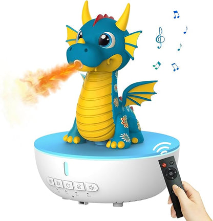 Aromatherapy Dragon Humidifier, 200ML Essential Oil Diffuser with Remote & Timer, White Noise Machine with 10 Soothing Sounds, Cute Small Humidifiers for Kids Bedroom, Home, Office (Blue)