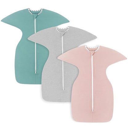PuppyPaws Baby Sleep Sack 3-Pack Set, Transitional Swaddle, Sleep Sack 9-15 Months, Wearable Blanket Baby with 2-Way Zipper Summer, 95% Rayon derived from Bamboo, 5% Spandex