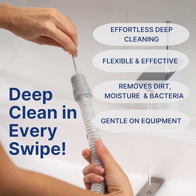 Snugell CPAP Tube Cleaning Brush Set – 84-Inch Flexible Cleaner for Tube Interiors & 7-Inch Brush for Masks – Designed for 22mm Tubing – Effectively Removes Build-Up for Clean CPAP Equipment