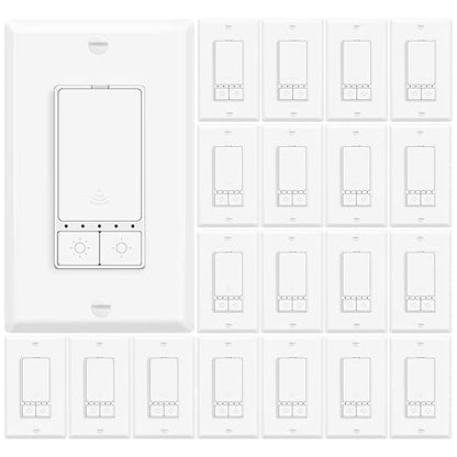 20 Pack Smart LED Dimmer Switch, Single Pole, Neutral Wire Required, Works with Alexa & Google Home, 2.4GHz WiFi Switch No Hub Needed, 150W Max LED/CFL 600W Max Incandescent, ETL/FCC Certified, White