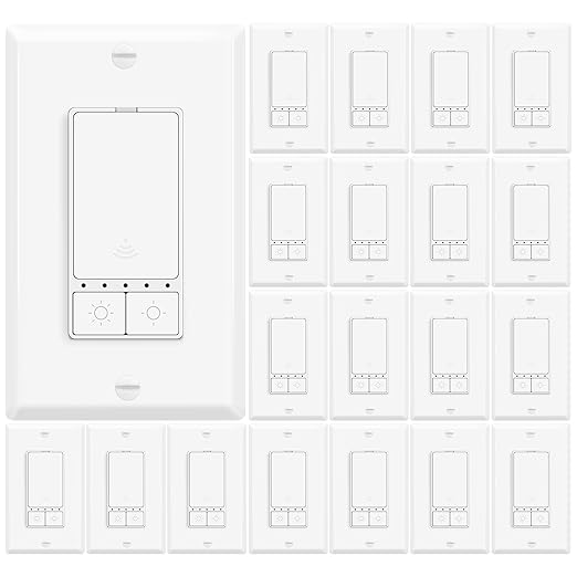 20 Pack Smart LED Dimmer Switch, Single Pole, Neutral Wire Required, Works with Alexa & Google Home, 2.4GHz WiFi Switch No Hub Needed, 150W Max LED/CFL 600W Max Incandescent, ETL/FCC Certified, White