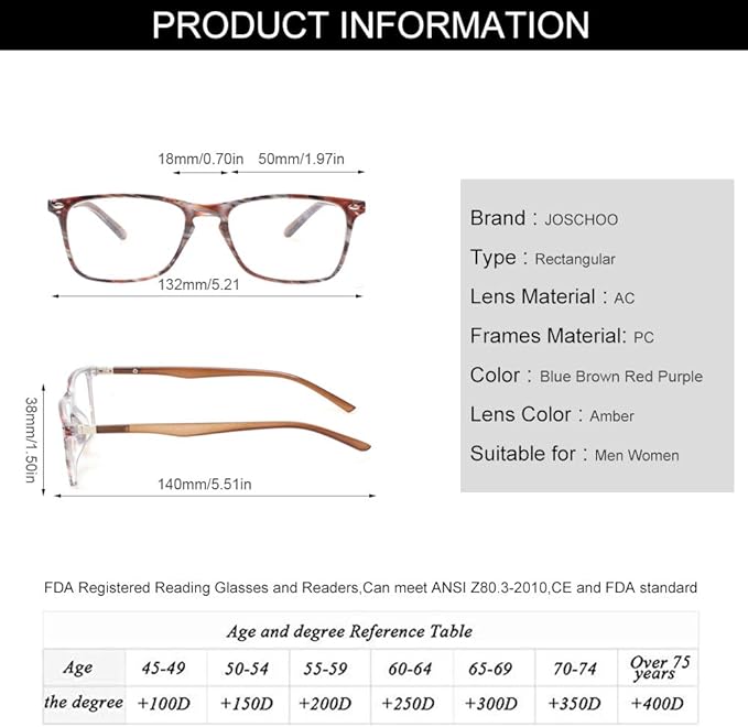 JOSCHOO Computer Reading Glasses Blue Light Blocking Readers Men and Women Glasses of Reading (Brown Stripe, 3.5)