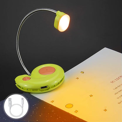 Kids Rechargeable Book Light, Clip on Reading Light for Kid, Kids Reading Lights, Amber Book Light for Reading in Bed, 2 Lighting Modes, Blue Light Blocking, Bookmark Light for Bookworms-Green