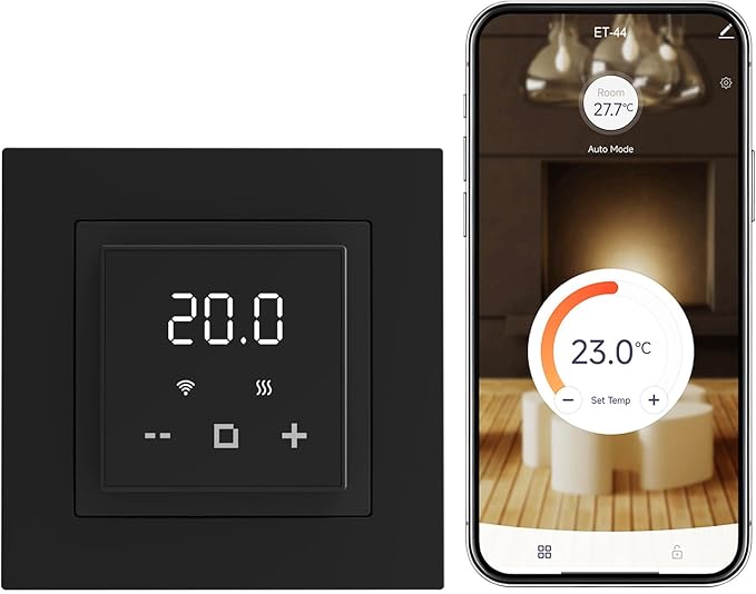 HEATIT Programmable Thermostat, WiFi Smart Thermostat for Electric Radiant Floor Heating with Touchscreen, 120V-240V Wide Voltage Range, Dual Sensing, Black