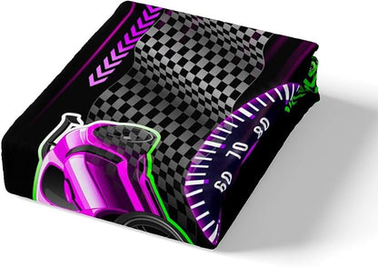 Extreme Sports Fitted Sheet,Cool Colorful Sports Car Soft Decorative Fabric Bedding Competition Themed Pocket Twin Size with 1 Pillowcase