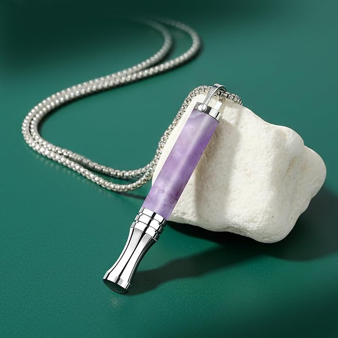 Breathe Free Necklace, Natural Stone Breathing Necklace for Stress Relief, Mindfulness and Relaxation, Anxiety Necklace Mindful Breathefree Calm Tool with Plant Cores, Portable Wellness Gift for Adult