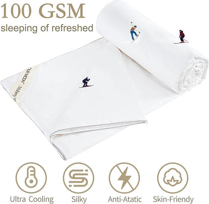 YOUR MOON Luxurious Summer/Spring Lightweight Mulberry Silk Comforter Twin Size,100% Natural Long Strand Silk Fill Duvet Blankets, Luxury Bedding Summer, Noiseless Cotton Shell (White)