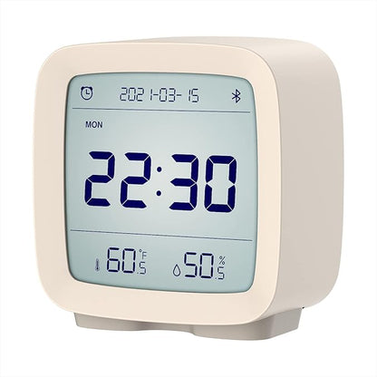 qingping Smart Bluetooth Digital Alarm Clock with Multiple Alarms, Battery Operated Small Alarm Clock with Temperature and Humidity Display for Bedroom, Easy Settings Through app