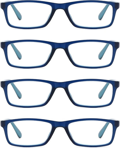 Reading Glasses Blue Light Blocking for Men Women,Rectangular Frame Computer Readers with Spring Hinge