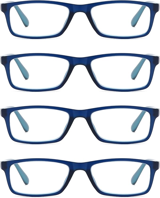 Reading Glasses Blue Light Blocking for Men Women,Rectangular Frame Computer Readers with Spring Hinge