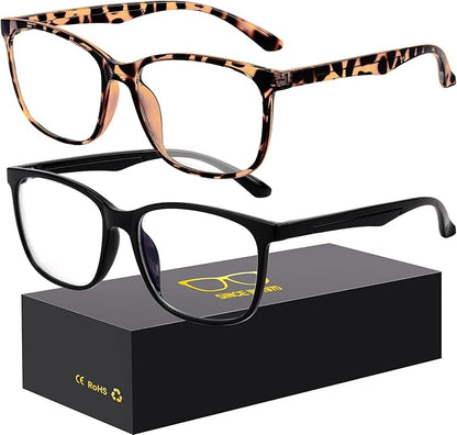 Blue-Light Blocking Glasses Computer Reading/Gaming/TV/Phones Glasses Fashion Anti Eyestrain UV Glasses for Women Men(C3 Black + Baowen)