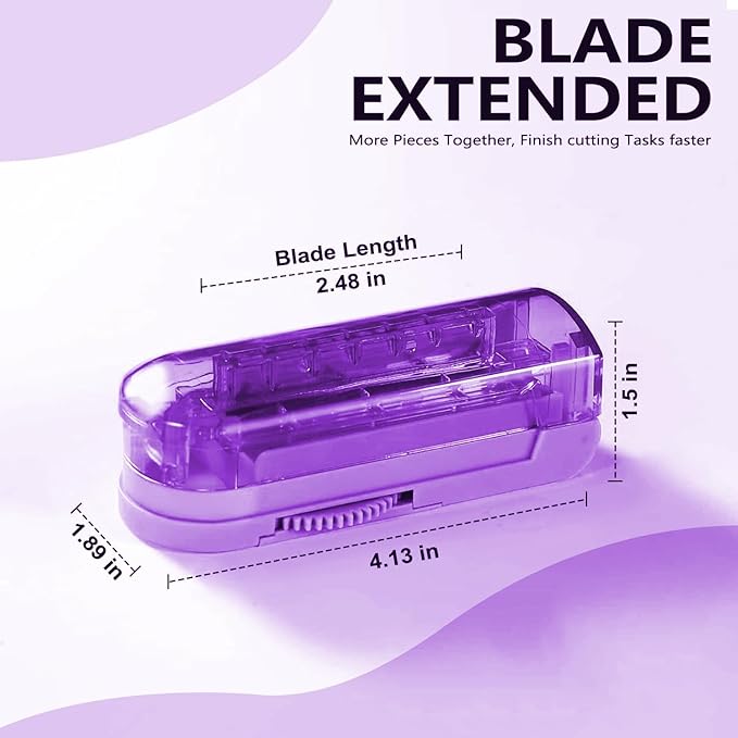 JohnBee Pill Cutter Splitter for Small and Tiny Pills. Adjustable Pill Splitter Accurately Cuts Multiple Pills at Once. Sharp Blade with Safety Guard. Non-Slip Silicone Edge (Dark Purple)